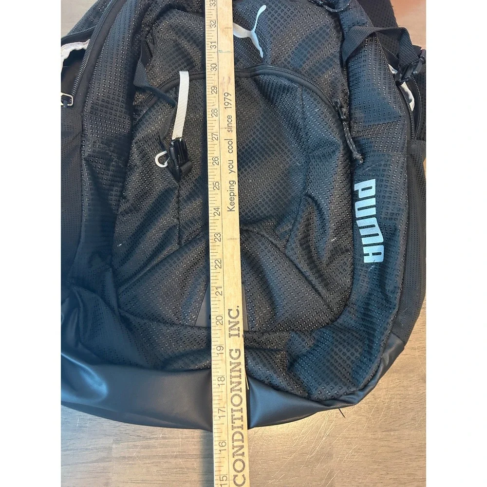 Puma Black‎ Textured Sports Backpack Multi-Pocket Laptop Bag Mens